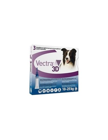 Vectra 3D perros M 10-25 kg 3 pipetas