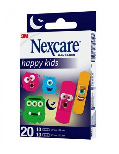 3M Nexcare Happy Kids Monsters tiras surtidas 20 uds