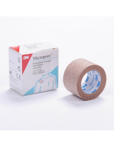 Esparadrapo hipoalergico micropore papel color piel 5 m x 2,5 cm
