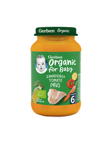 Gerber Organic Tarrito Zanahoria, Tomate y Pavo 190g