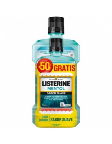 Listerine Mentol Suave 500 ml + 250 ml gratis