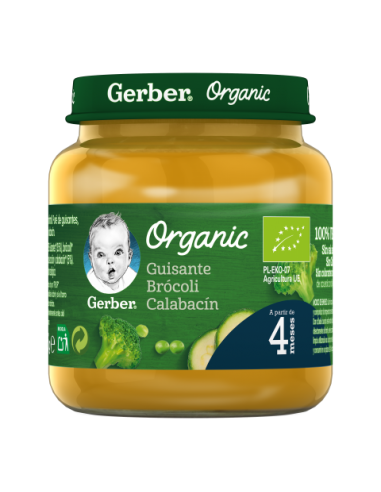 Gerber Organic Guisante, Brócoli y Calabacín 125 g