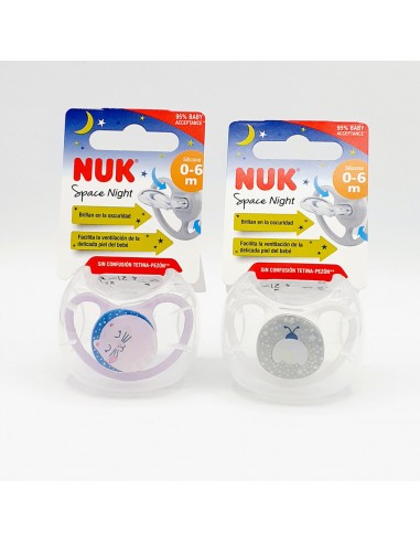 NUK Chupete Space Night Silicona 0-6 meses 1Ud