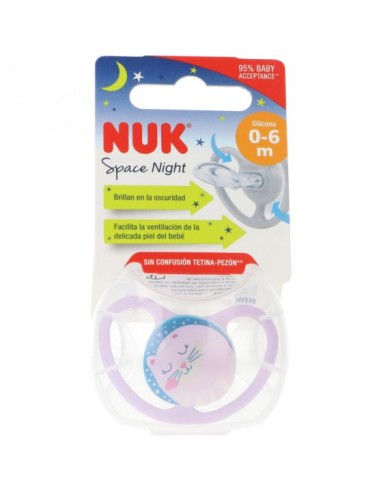 NUK Chupete Space Night Silicona 18-36 meses 1Ud