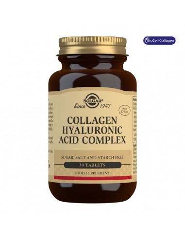 Ácido Hialurónico Complex con Colágeno Solgar 30 Comprimidos
