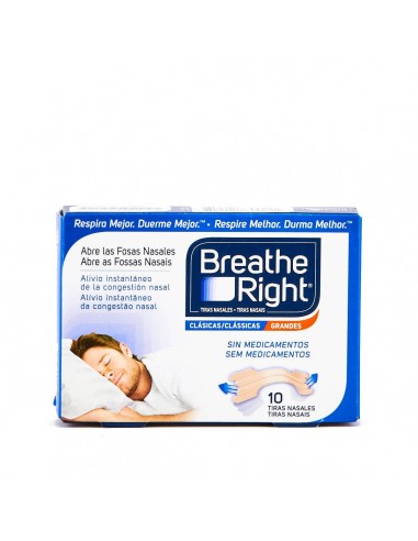 Breathe Right tiras nasales grandes 10 unidades