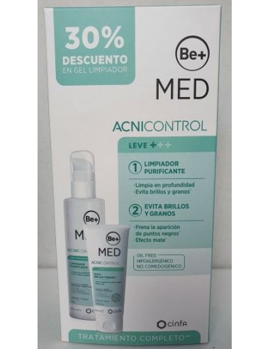 Pack Be+ Med Acnicontrol Evita Brillos y Granos 50 ml + Limpiador Purificante 200 ml
