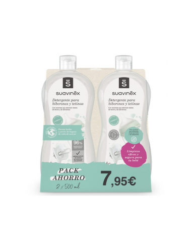 SUAVINEX Pack de 2 botellas de detergente de 500 ml para biberones