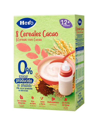 Papilla Hero Baby Pedialac 8 cereales con Galleta. Alimentación
