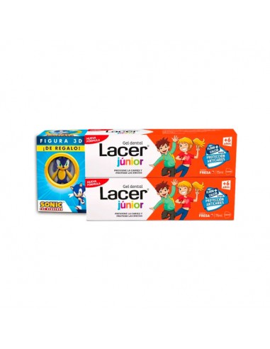 Duplo Lacer Junior Gel Dental Sabor Fresa 2x75 ml + Figura 3D Sonic