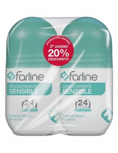 Farline Desodorante Sensible roll on 24 horas duplo