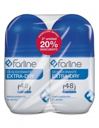 Farline Desodorante Extra Dry roll on 48 horas duplo