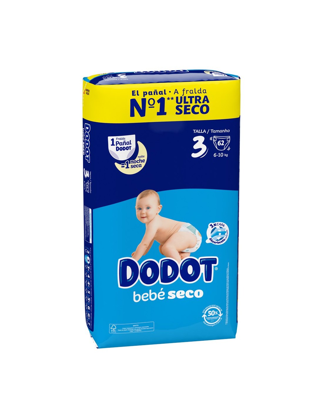 Comprar Pañal t3 dodot bebe seco pack en Supermercados MAS Online