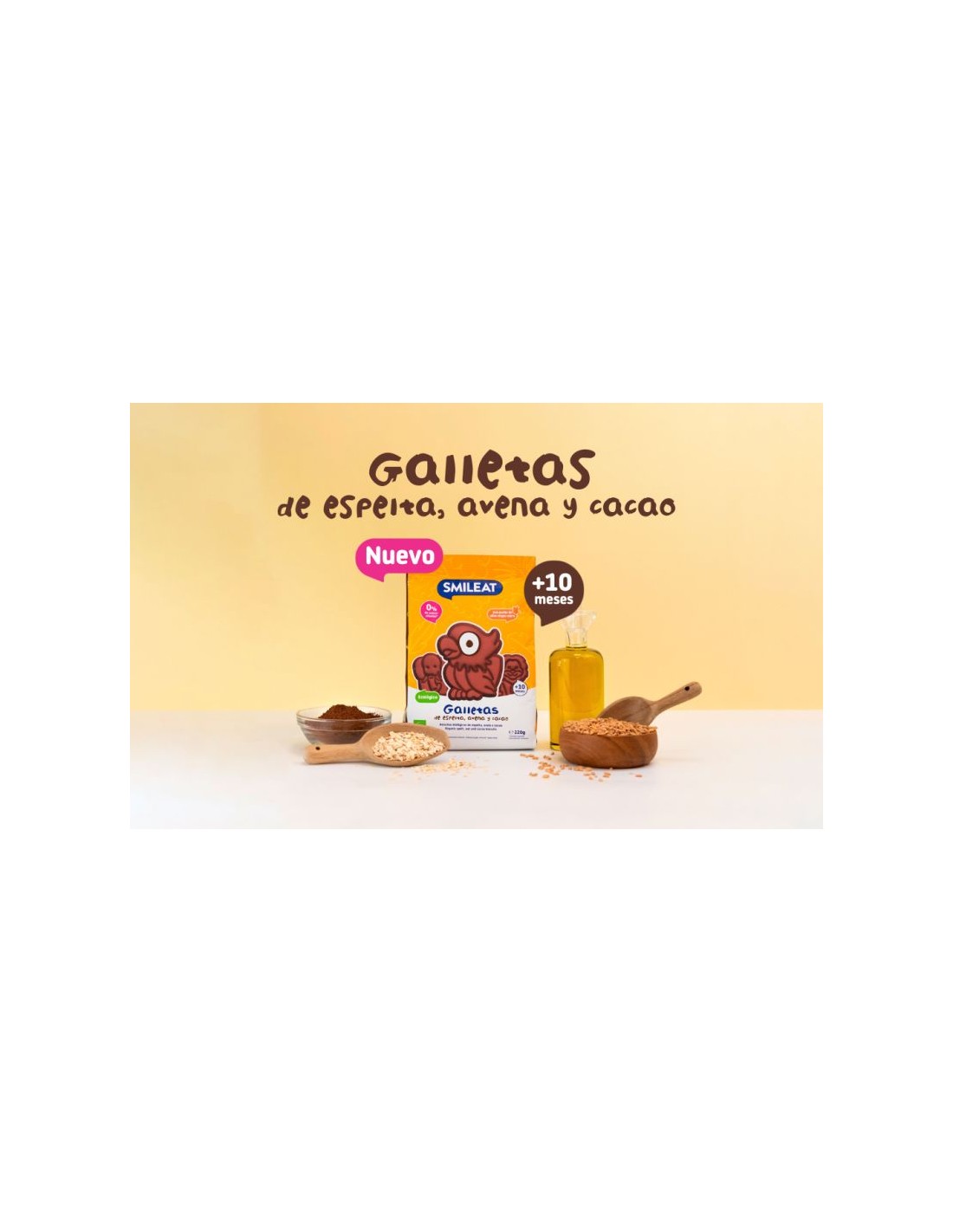 Farmacia Fuentelucha  Smileat Galletas de espelta, avena y cacao 220 gr