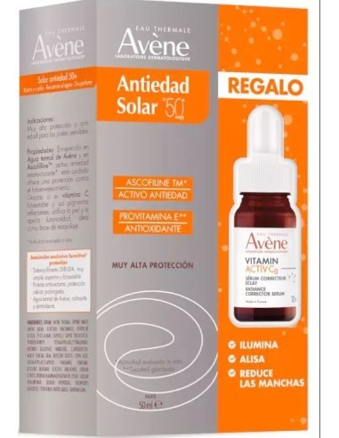 Pack Avene Solar Anti-edad SPF 50 50 ml + mini Serum Vitamin C