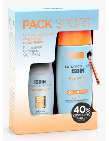 Pack Fotoprotector ISDIN Fusion Water Magic SPF50 50 ml + Gel Sport SPF50 100 ml
