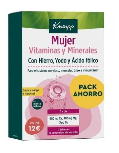 Kneipp Pack Mujer Vitaminas & Minerales 3 Tubos 15 Comprimidos Efervescentes