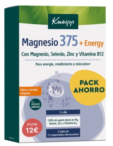 Kneipp Pack Magnesio 375 + Energy 3 Tubos 15 Comprimidos Efervescentes