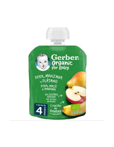 Gerber Organic Pera Manzana y Plátano Pouch 90 g