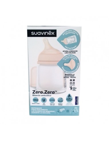 Suavinex Biberon Zero Zero Anticolico Flujo Adaptable 180ml