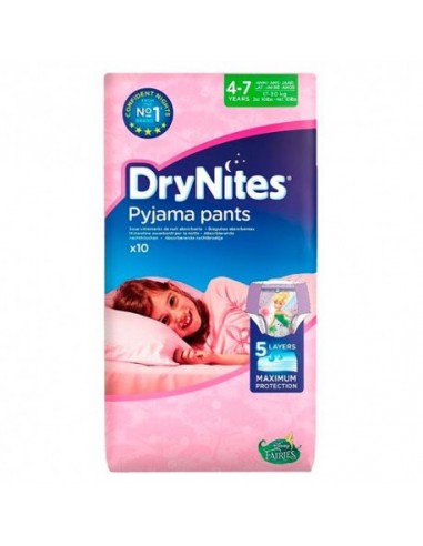 DryNites niña Pyjama Pants 4-7 años 17-30 kg 10 Uds