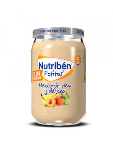Nutribén Potitos Melocotón, pera y plátano sin almidones 235 g